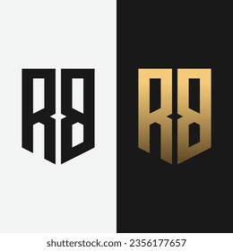 Letter Initial Monogram R B RB BR Shield Logo Design Template. Suitable for Fashion Clothing Apparel Sport Finance Management Business Brand Company Shop Logo Design.