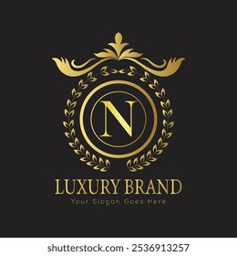 letter Initial N elegant luxury monogram logo 