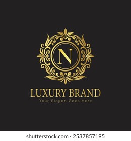letter Initial N elegant luxury monogram logo 
