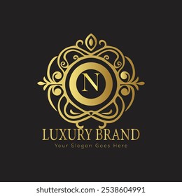 letter Initial N elegant luxury monogram logo 
