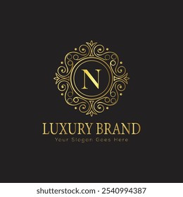 letter Initial N elegant luxury monogram logo 
