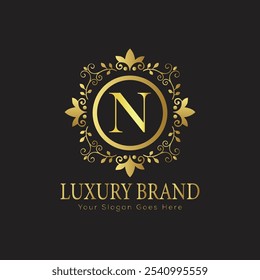 letter Initial N elegant luxury monogram logo 
