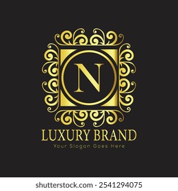 letter Initial N elegant luxury monogram logo 
