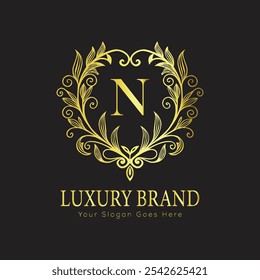 letter Initial N elegant luxury monogram logo 

