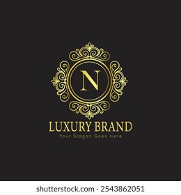 letra Inicial N elegante logotipo monograma de luxo 
