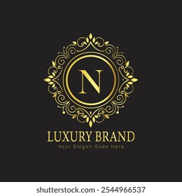 letra Inicial N elegante logotipo monograma de luxo 
