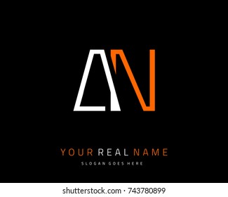 Letter initial A & N minimalist logo template vector