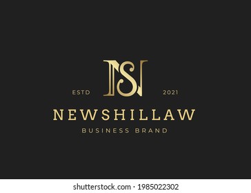 Letter initial N S logo design template, vintage style, Vector illustrations