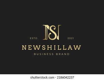 Letter initial N S logo design template, vintage style, Vector illustrations