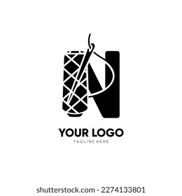 Letter Initial N Sewing Thread Logo Design Vector Icon Graphic Emblem Illustration