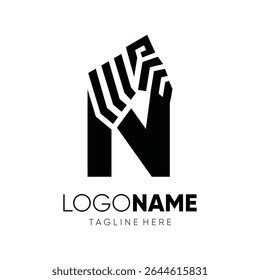 Letter Initial N Zebra Logo Design Vector Icon Emblem Graphic Symbol Illustration