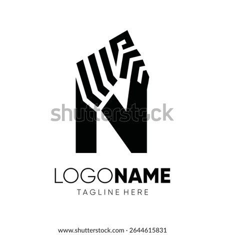 Letter Initial N Zebra Logo Design Vector Icon Emblem Graphic Symbol Illustration