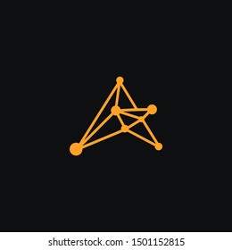 Letter A / initial A network conect line outline  logo design vector template minimalist