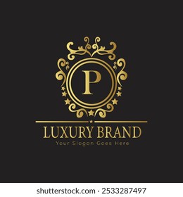 letter Initial P elegant luxury monogram logo