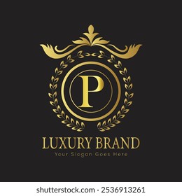 Letra inicial P elegante logotipo de lujo del monograma 