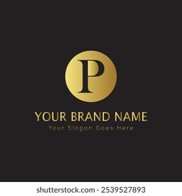 Buchstabe Initial P elegantes Luxus Monogramm Logo 
