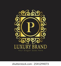 letter Initial P elegant luxury monogram logo 
