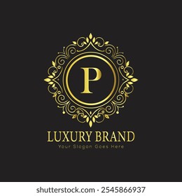 letra Inicial P elegante logotipo monograma de luxo 

