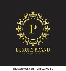 Letra inicial P elegante logotipo de lujo del monograma 
