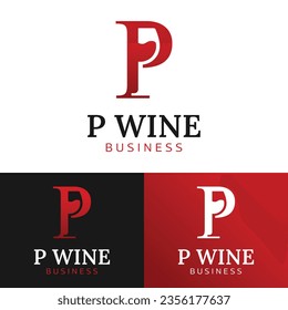 Plantilla de diseño inicial del logotipo de vidrio de vino P de la carta. Adecuado para Bar Restaurante Cafe Winery Vineyard Pub Club Diseño del logotipo de la empresa de marca comercial.