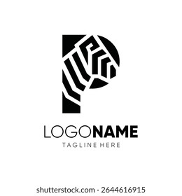 Letter Initial P Zebra Logo Design Vector Icon Emblem Graphic Symbol Illustration