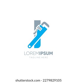 Letter I Initial Pipe Wrench Logo Design Vector Icon Graphic Emblem Illustration