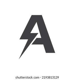 A letter initial Power lightning logo vector design
