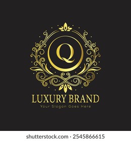 letra Inicial Q logotipo elegante monograma de luxo 

