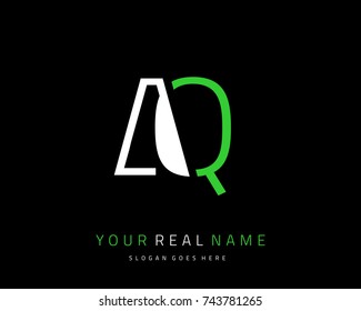 Letter initial A & Q minimalist logo template vector