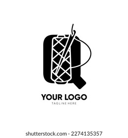 Letter Initial Q Sewing Thread Logo Design Vector Icon Graphic Emblem Illustration