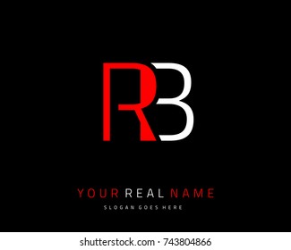 Letter initial R & B minimalist logo template vector