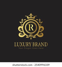 Buchstabe Initial R elegantes Luxus Monogramm Logo 
