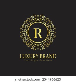 letter Initial R elegant luxury monogram logo 
