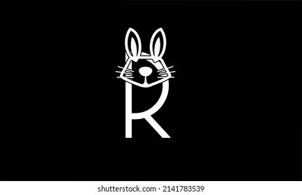 Letter Initial R Rabbit Vector Logo Design