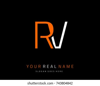 Letter initial R & V minimalist logo template vector