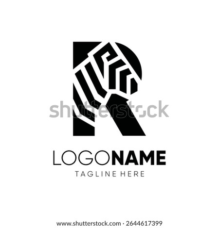 Letter Initial R Zebra Logo Design Vector Icon Emblem Graphic Symbol Illustration
