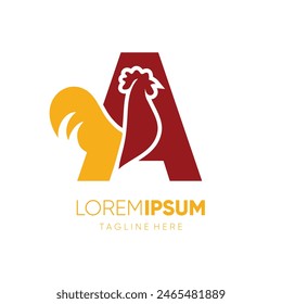 Buchstaben A Initial Rooster Chicken Logo Design Vektorgrafik Symbol Grafik Emblem Symbol Illustration