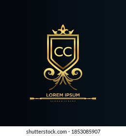  Carta inicial con plantilla real.elegante con el logotipo de la corona vectorial, Ilustración vectorial con logotipo de letras creativas.