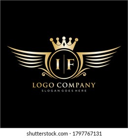 IF Letter Initial with Royal Wing Logo Template.
