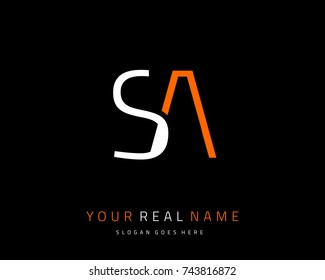 Letter initial S & A minimalist logo template vector