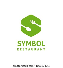 Letter Initial S Symbol Hexagon with Fork Spoon for Food Restaurant Icon Logo design inspiration