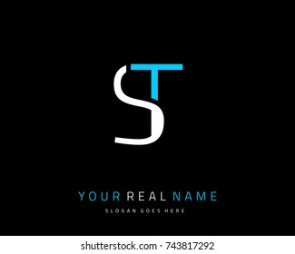 Letter initial S & T minimalist logo template vector