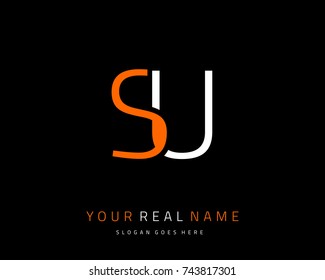 Letter initial S & U minimalist logo template vector