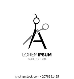 Letter A Initial Scissor Logo Design Icon Graphic Emblem Illustration