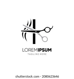 Letter I Initial Scissor Logo Design Icon Graphic Emblem Illustration Background Template