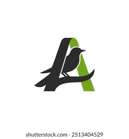  Letter A initial with a silhouette of bird - professional logo design - editable vector