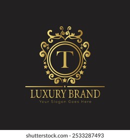 Letra inicial T elegante logotipo de lujo del monograma 