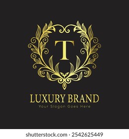 letter Initial T elegant luxury monogram logo 
