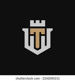 Letter Initial T Fortress Shield concept Logo Template Design