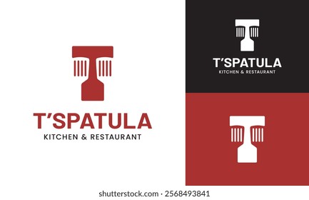 Letter Initial T Spatula Logo Design Template. Suitable for Restaurant Kitchen Bistro Cafe Catering Eatery Grill Barbeque or Chef Cook Kitchener Food Blogger Business Brand Company Logo Design